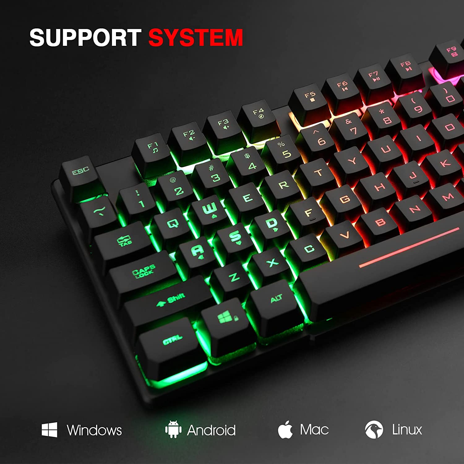 LED Backlit Large Size USB Wired Mechanical Keyboard - Image 2