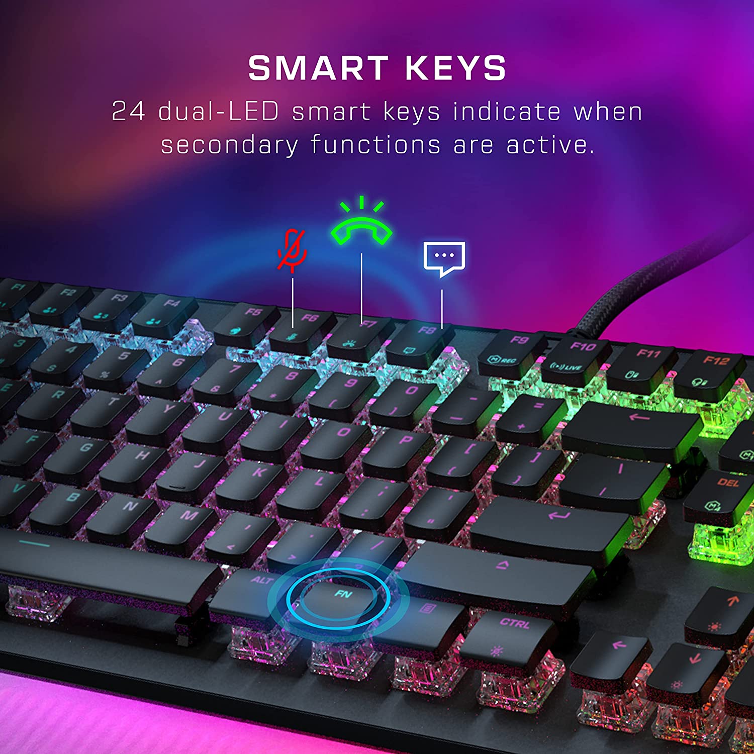 Mechanical PC Gaming Keyboard with Customizable RGB Illuminated Keys - Image 2